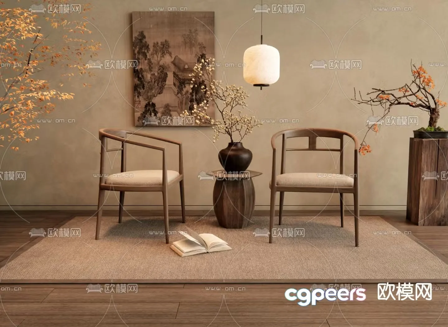 Chinese style leisure chair 3d model