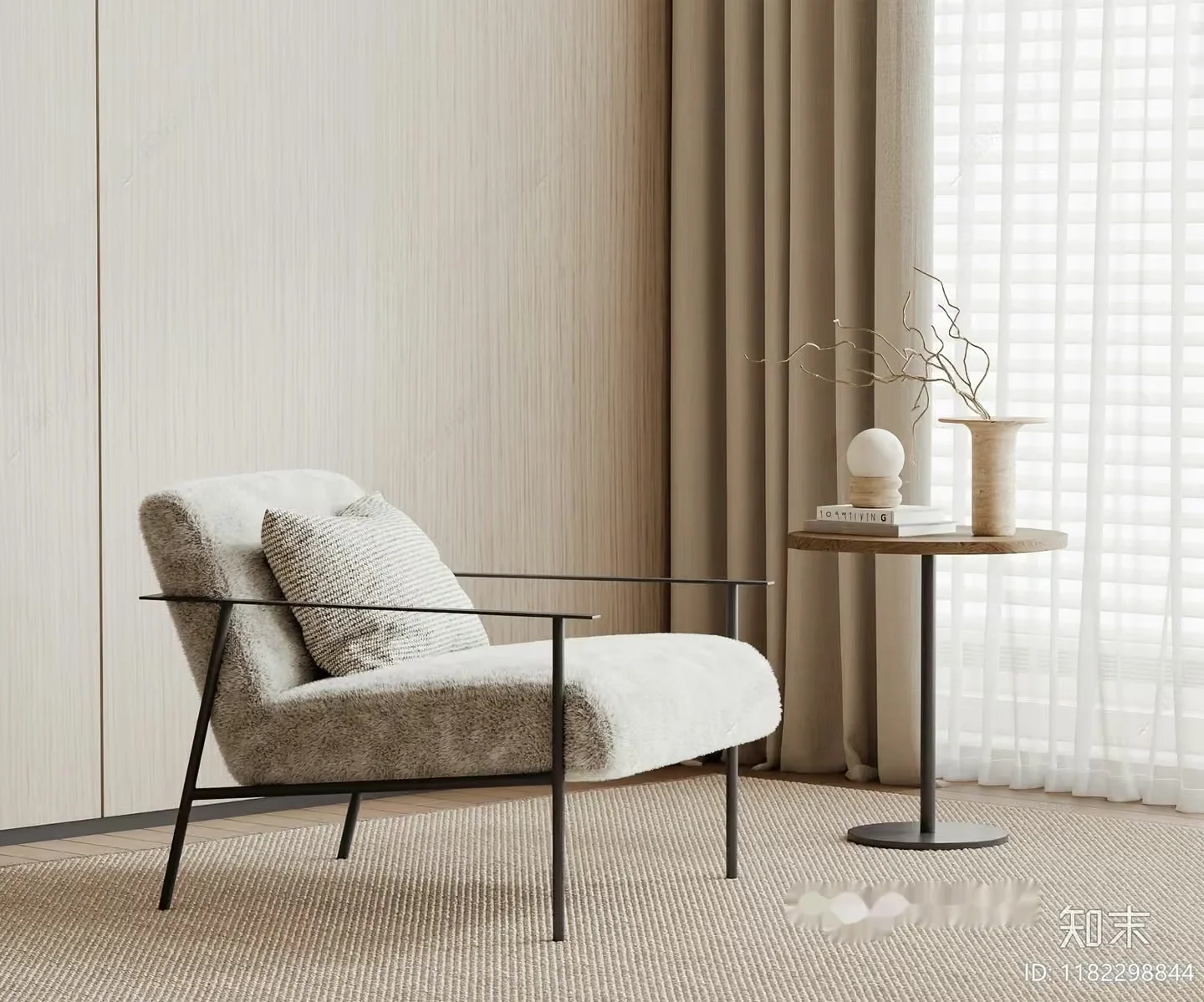 Cozy Beige Sitting Area 3D Model – 4955 – VRAY Render