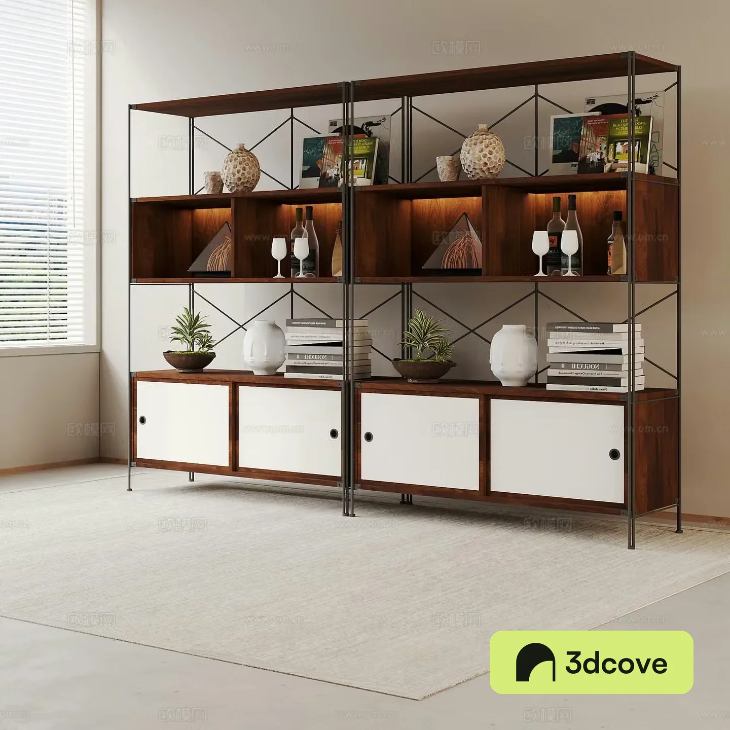Modern bookcase storage shelf bookshelf