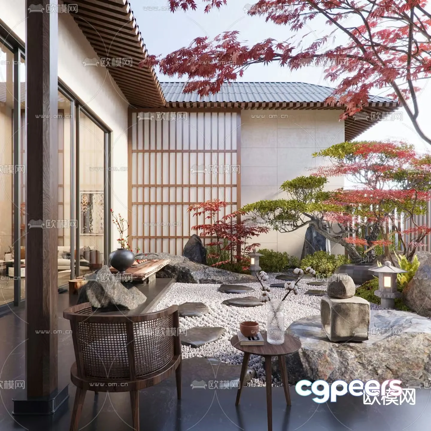 Courtyard Landscape Dry Landscape 3D Model