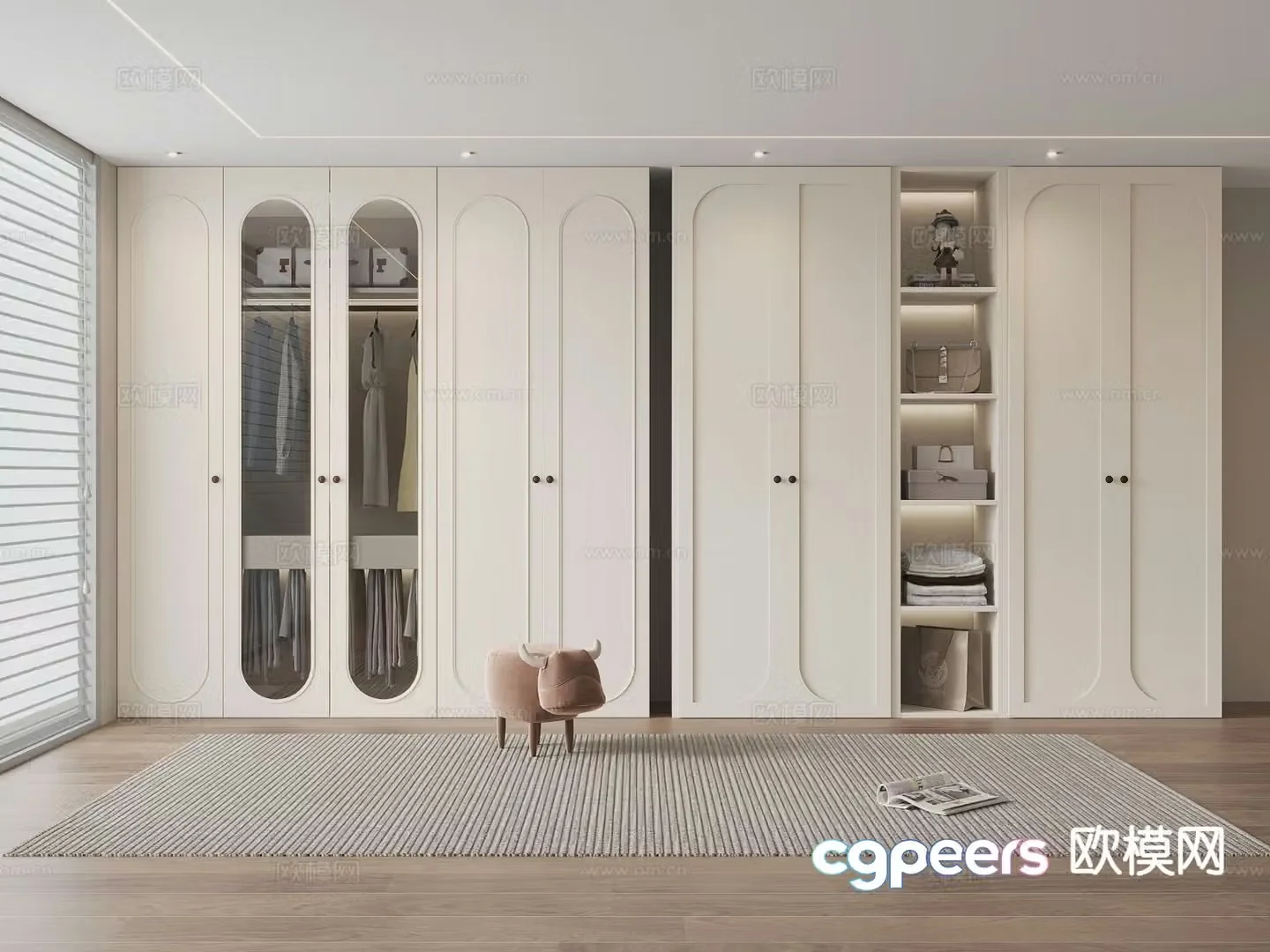 Cream style wardrobe wardrobe 3d model