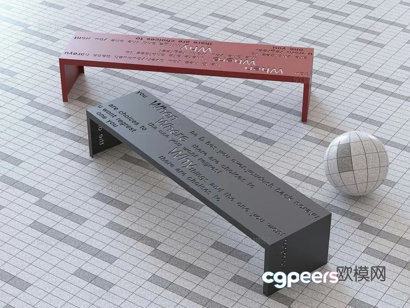 Modern Landscape Seat Outdoor Seat Stainless Steel Seat Hollow Seat Landscape Bench Park 3D Model
