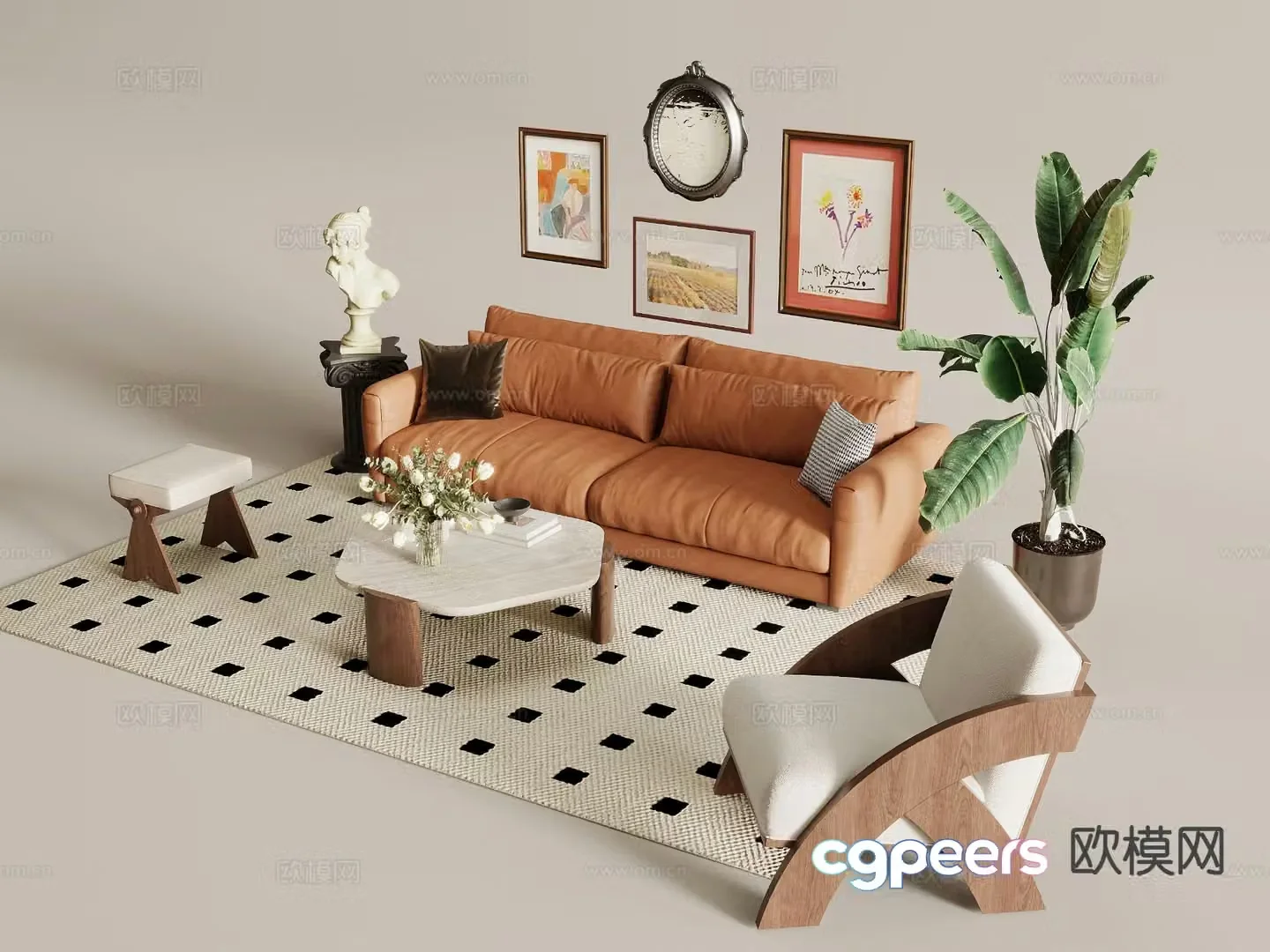 Medieval style sofa modular sofa 3d model