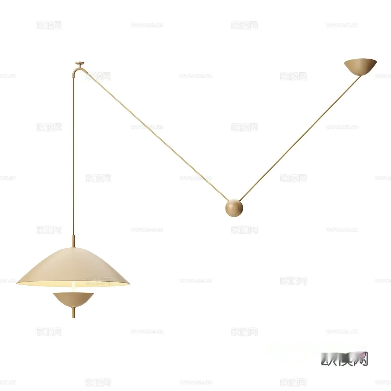 Gold Light Fixture 3D Model – 20330 – VRAY Render