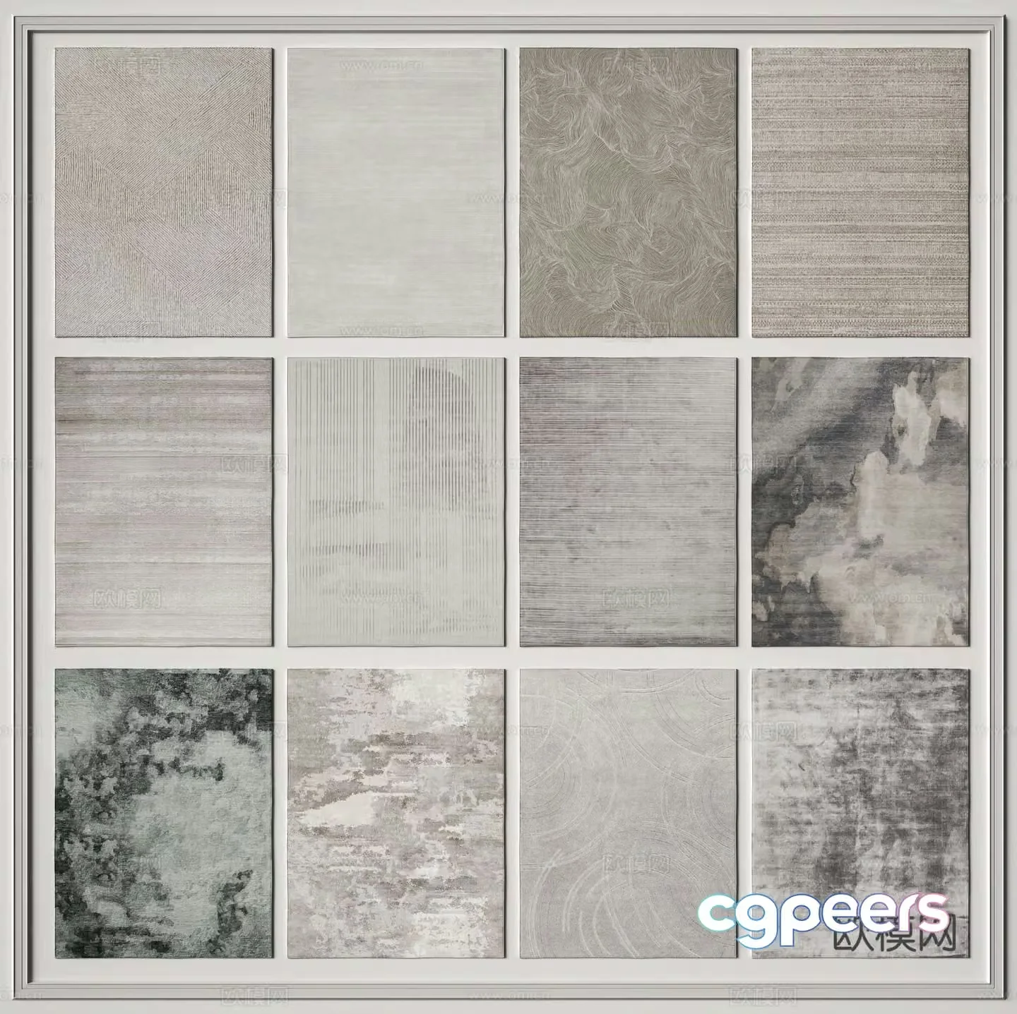 abstract carpet square rug 3d model