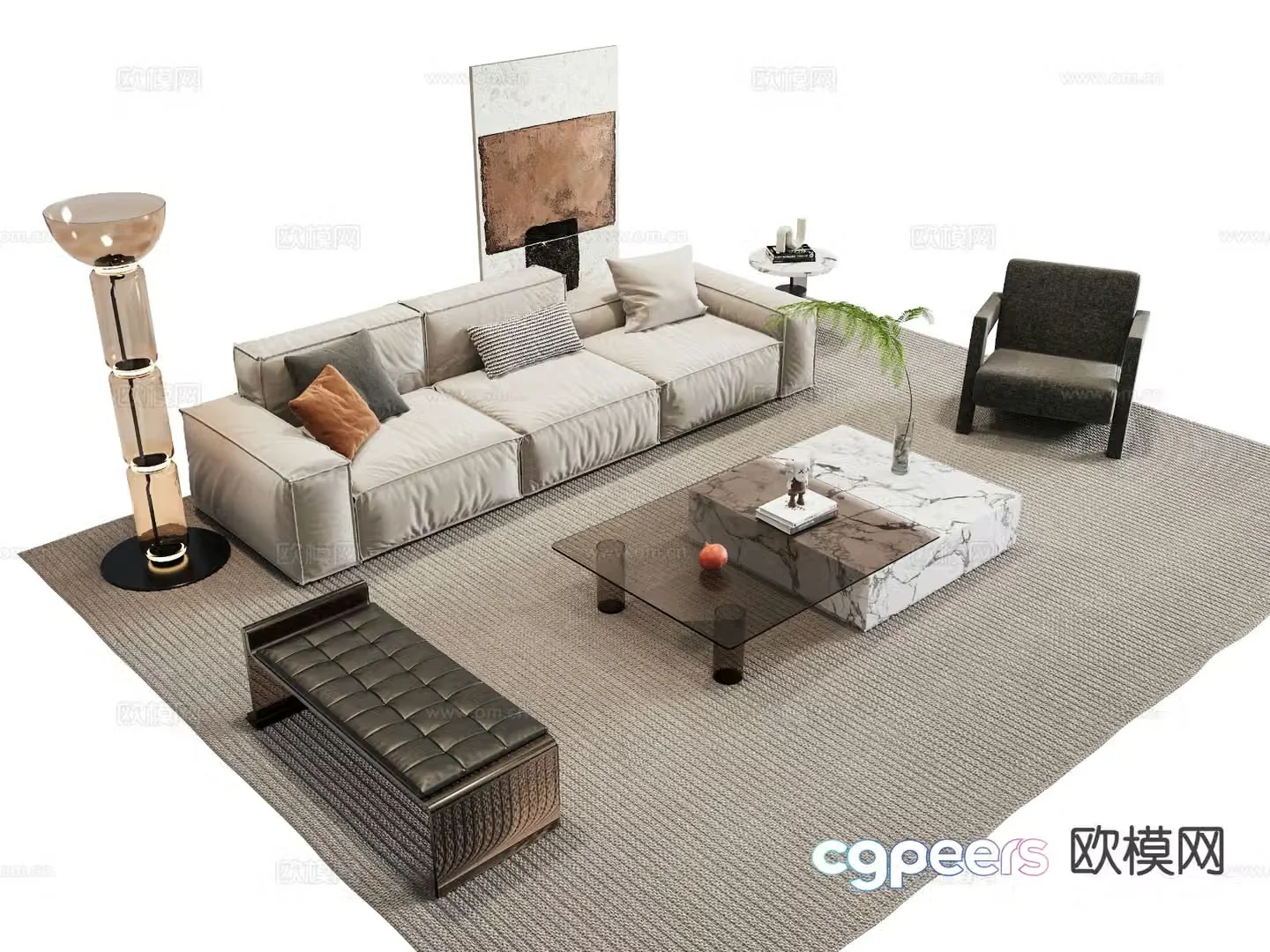 Modern sectional sofa 3d model