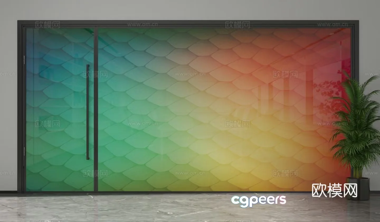 Modern glass partition 3d model