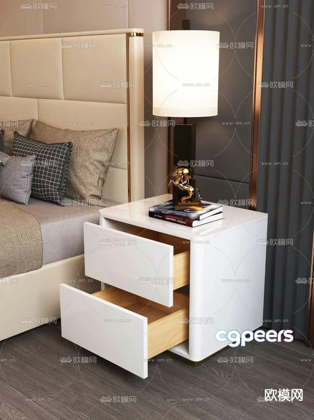 Light luxury bedside table 3D model
