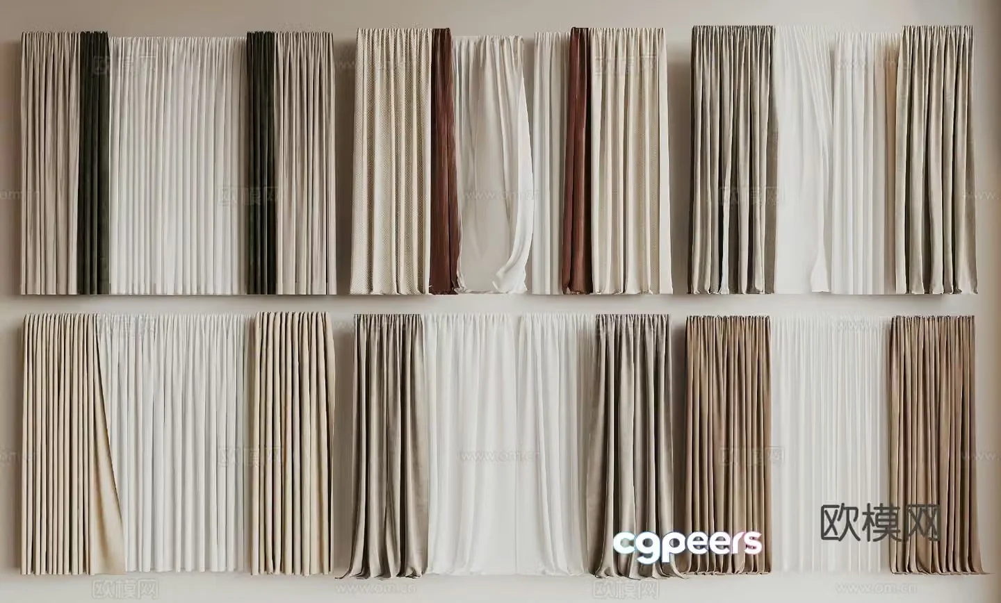 Modern curtains gauze curtains fabric curtains 3d model