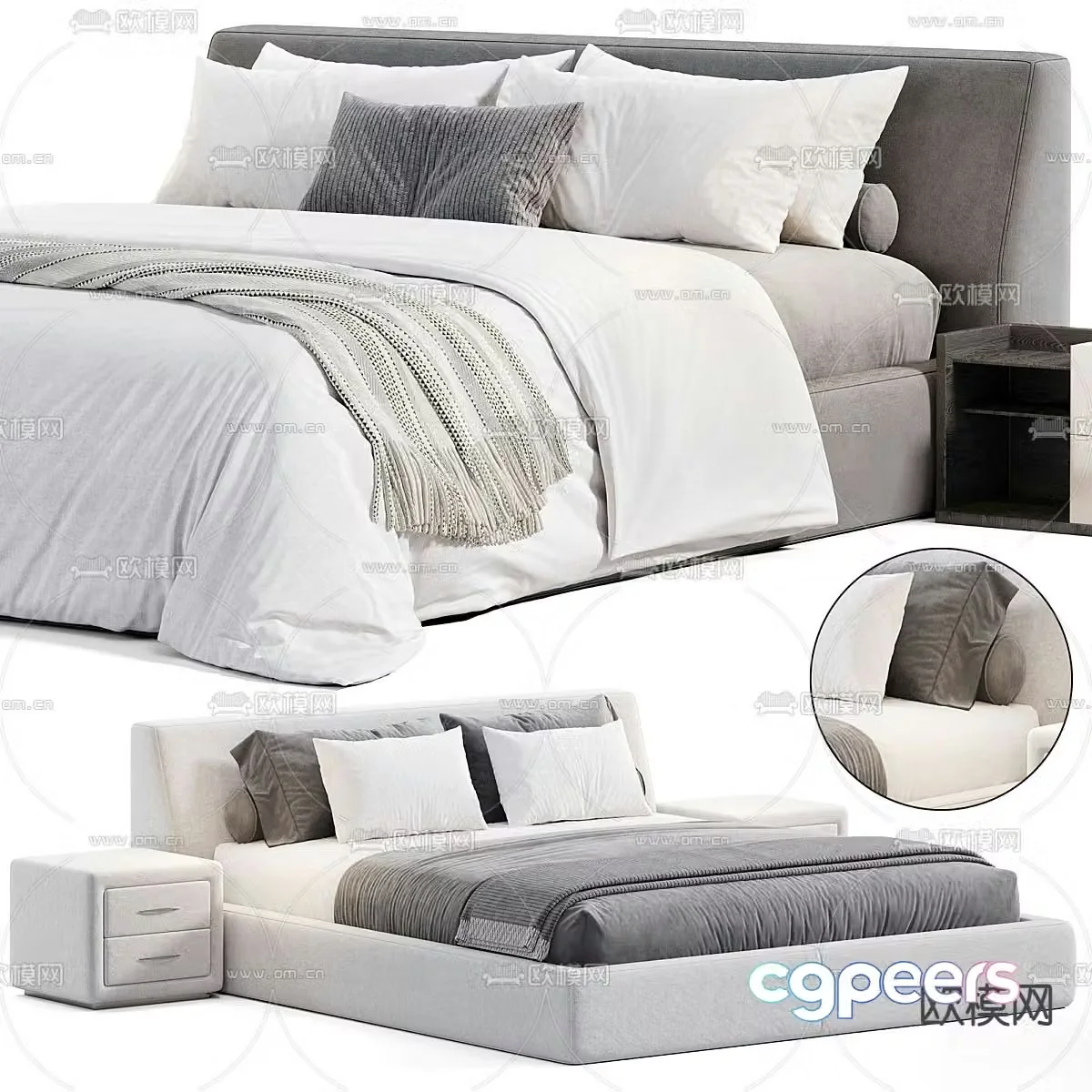 Modern double bed 3d model