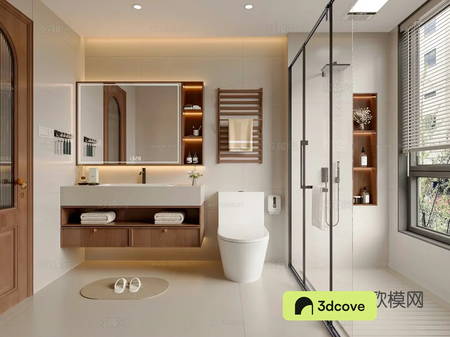 Middle-aged bathroom bathroom cabinet bathroom supplies shower toilet 3d model