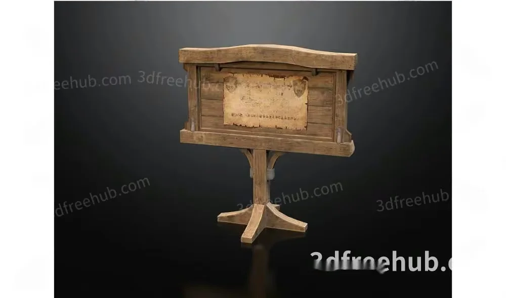 A Wooden Podium With A Scroll 3D Model – 23434 – VRAY Render