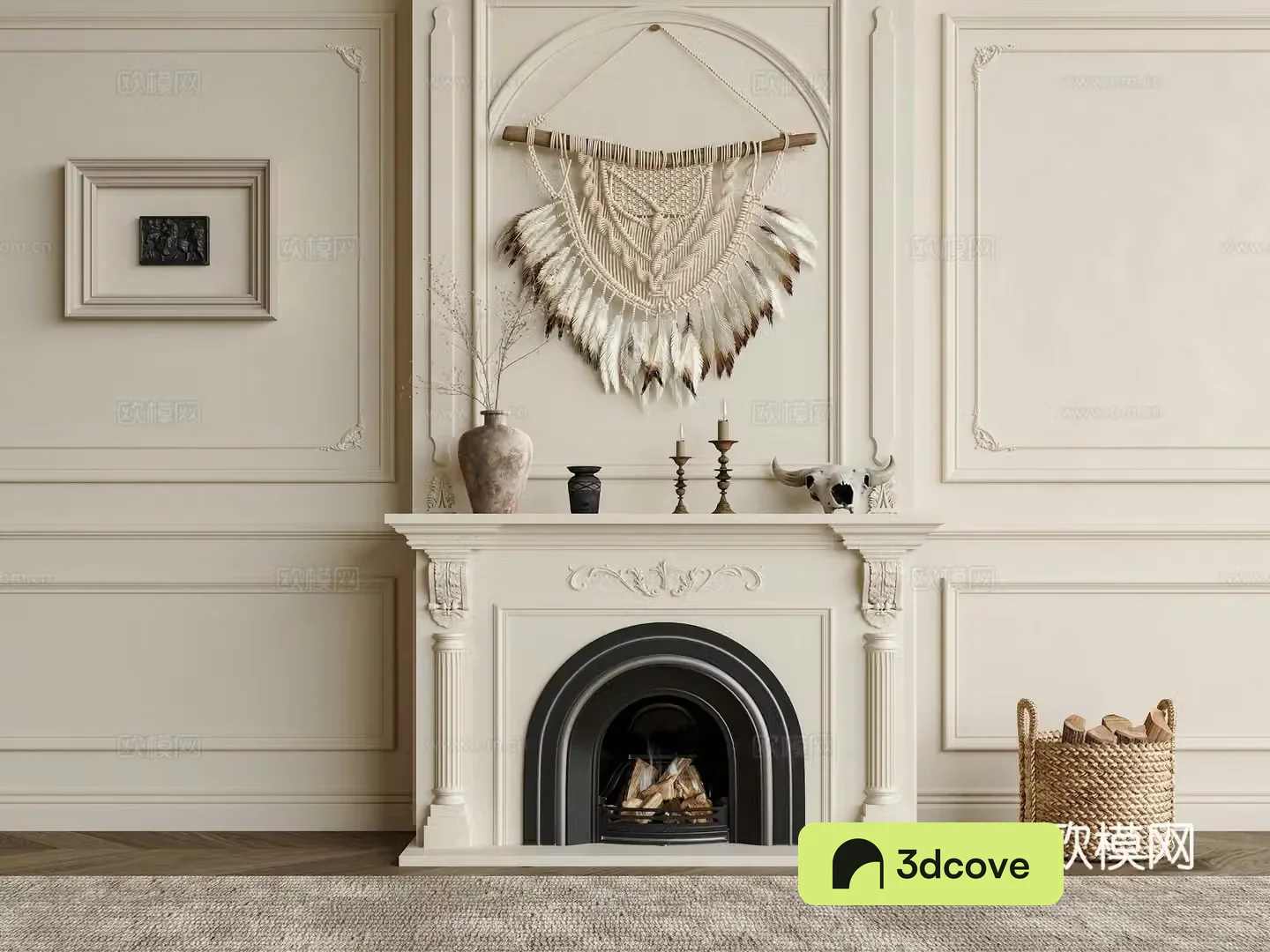 French medieval fireplace French fireplace decorative fireplace French carved background wall Dry branch ornament