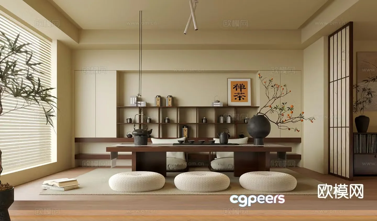 New Chinese tatami tea room 3d model