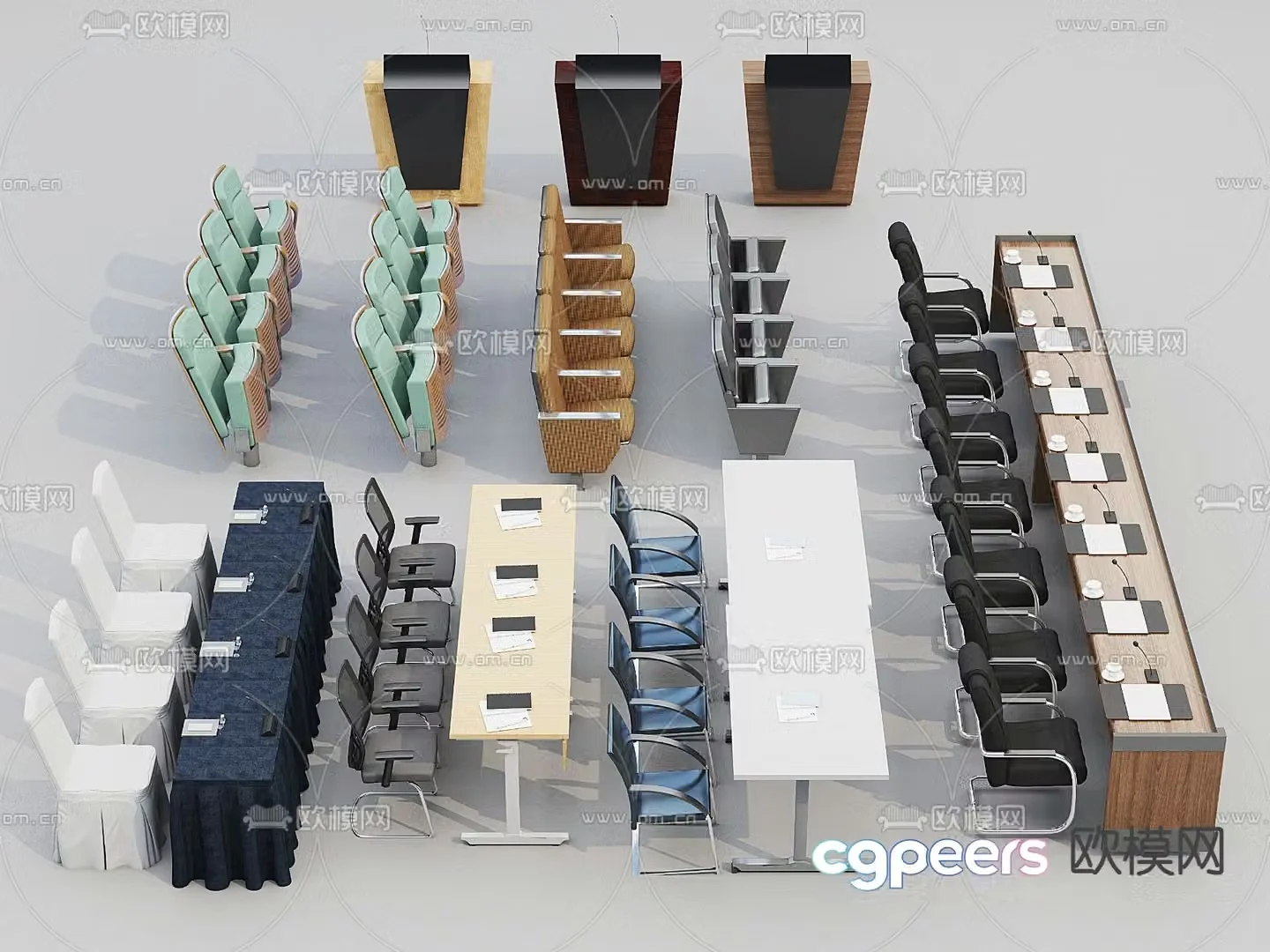 Conference tables and chairs conference table 3d model
