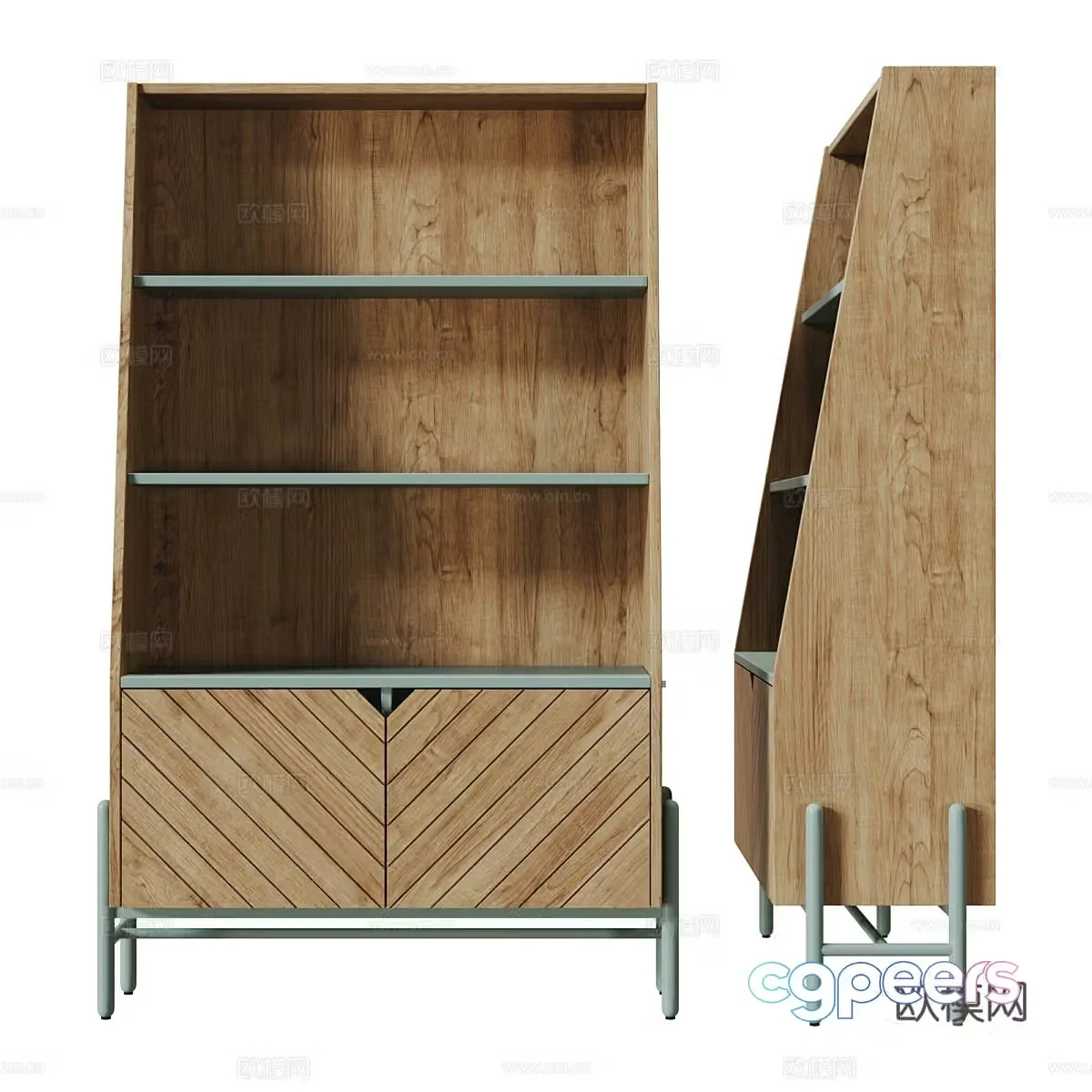 Modern Nordic log bookcase 3d model