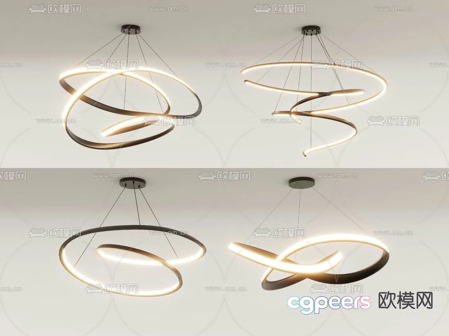Ring chandelier hall chandelier 3d model