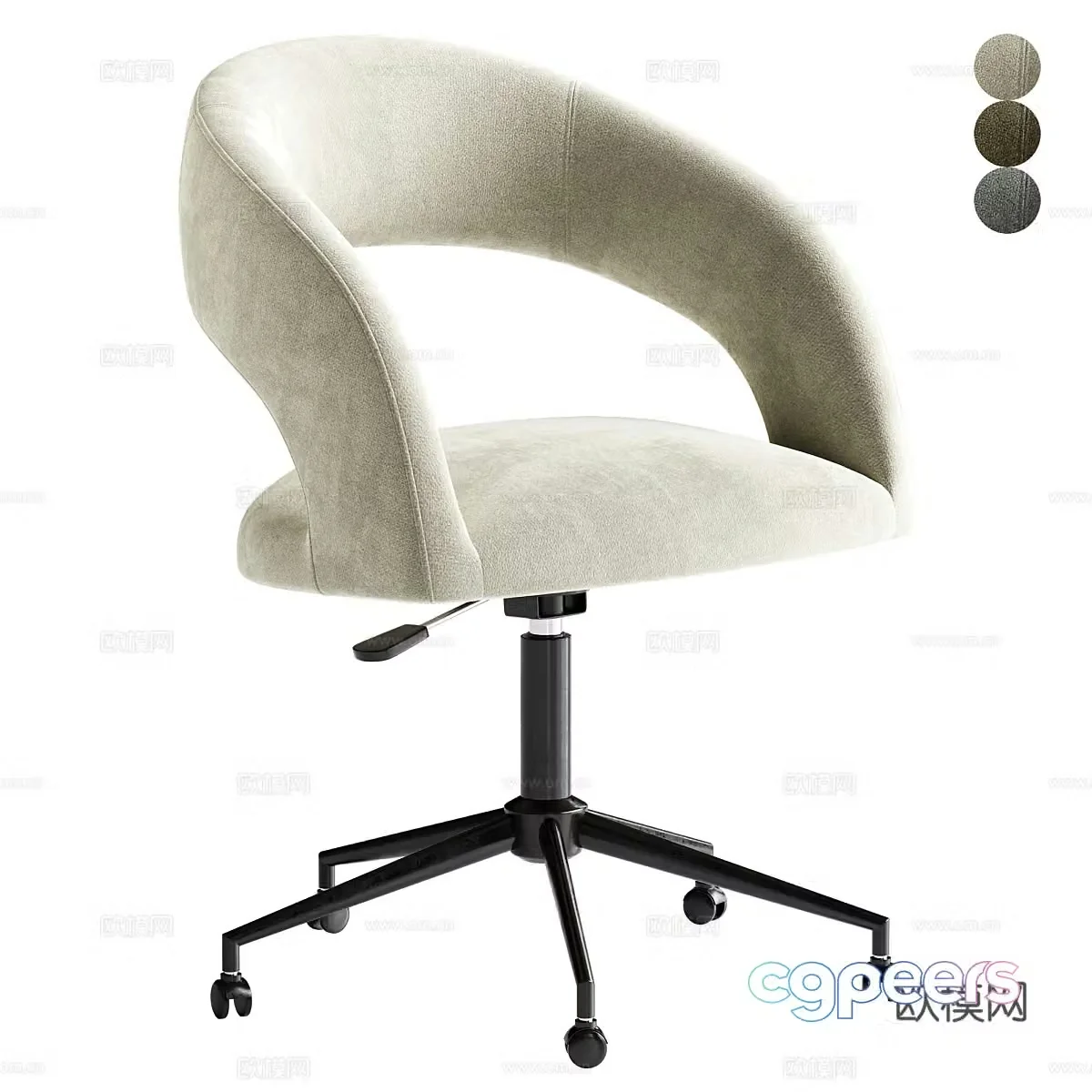 Modern Creamy Jody Office Chair 3D Model