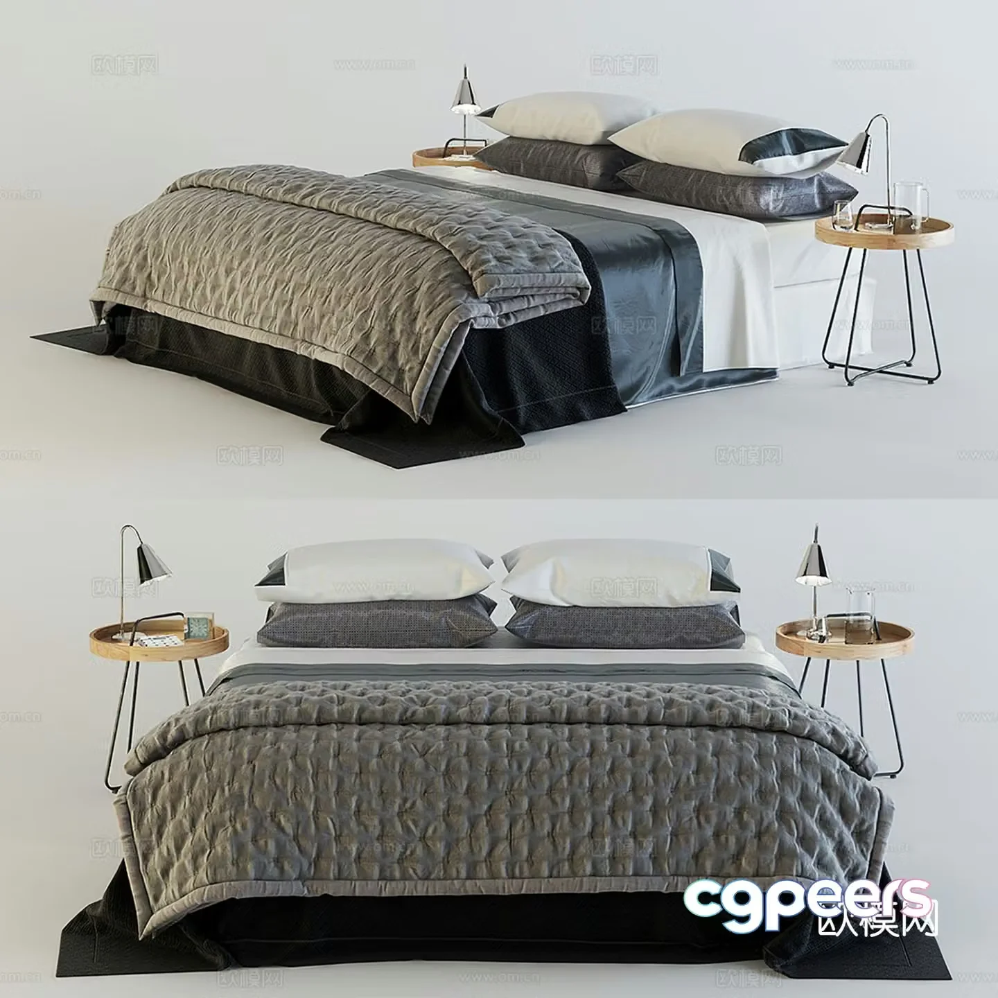 Modern double bed 3d model