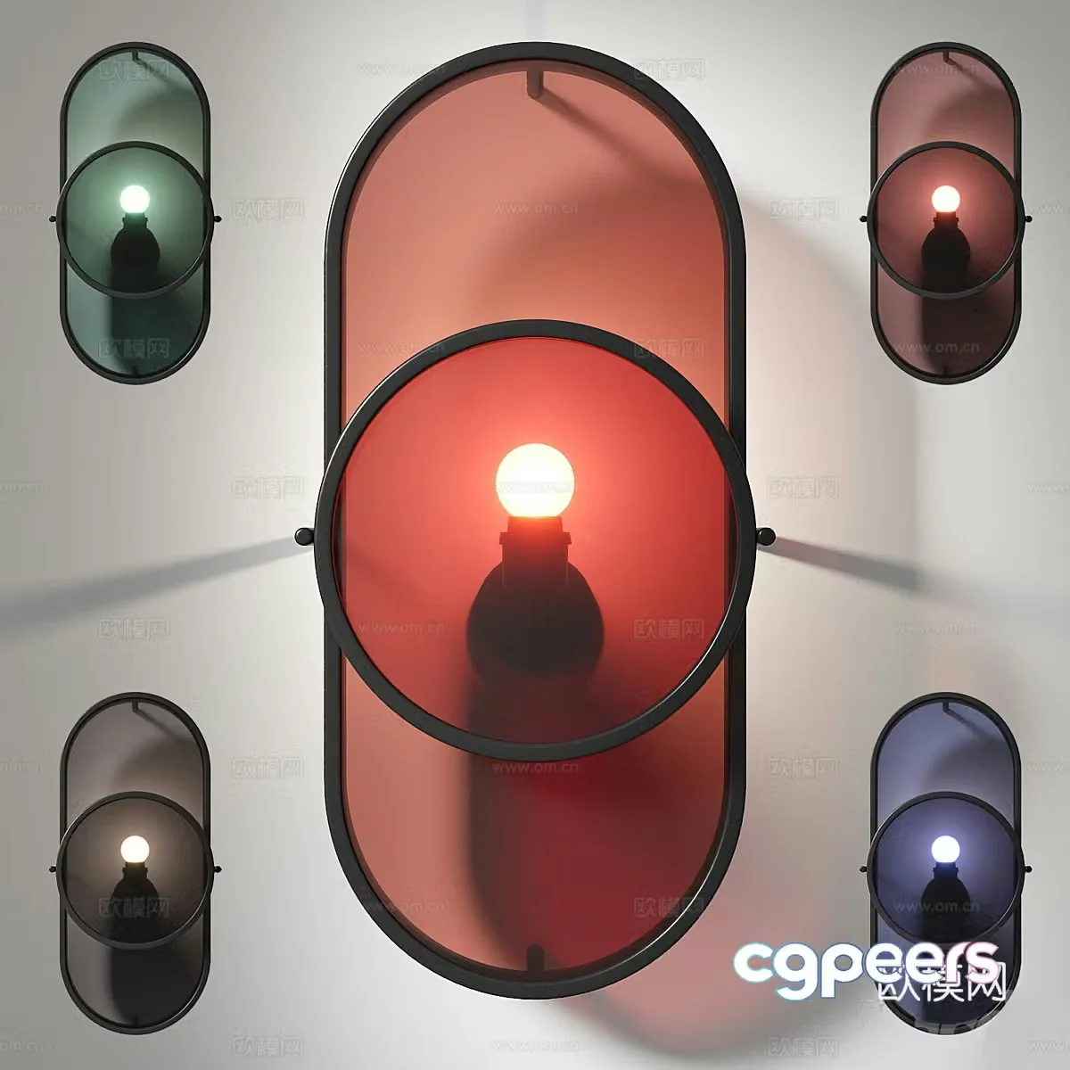 Modern Italian minimalist stained glass decorative wall lamp 3d model