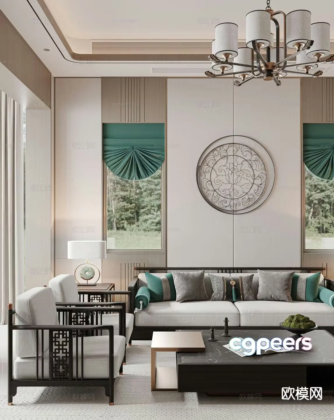 New Chinese style living room 3d model