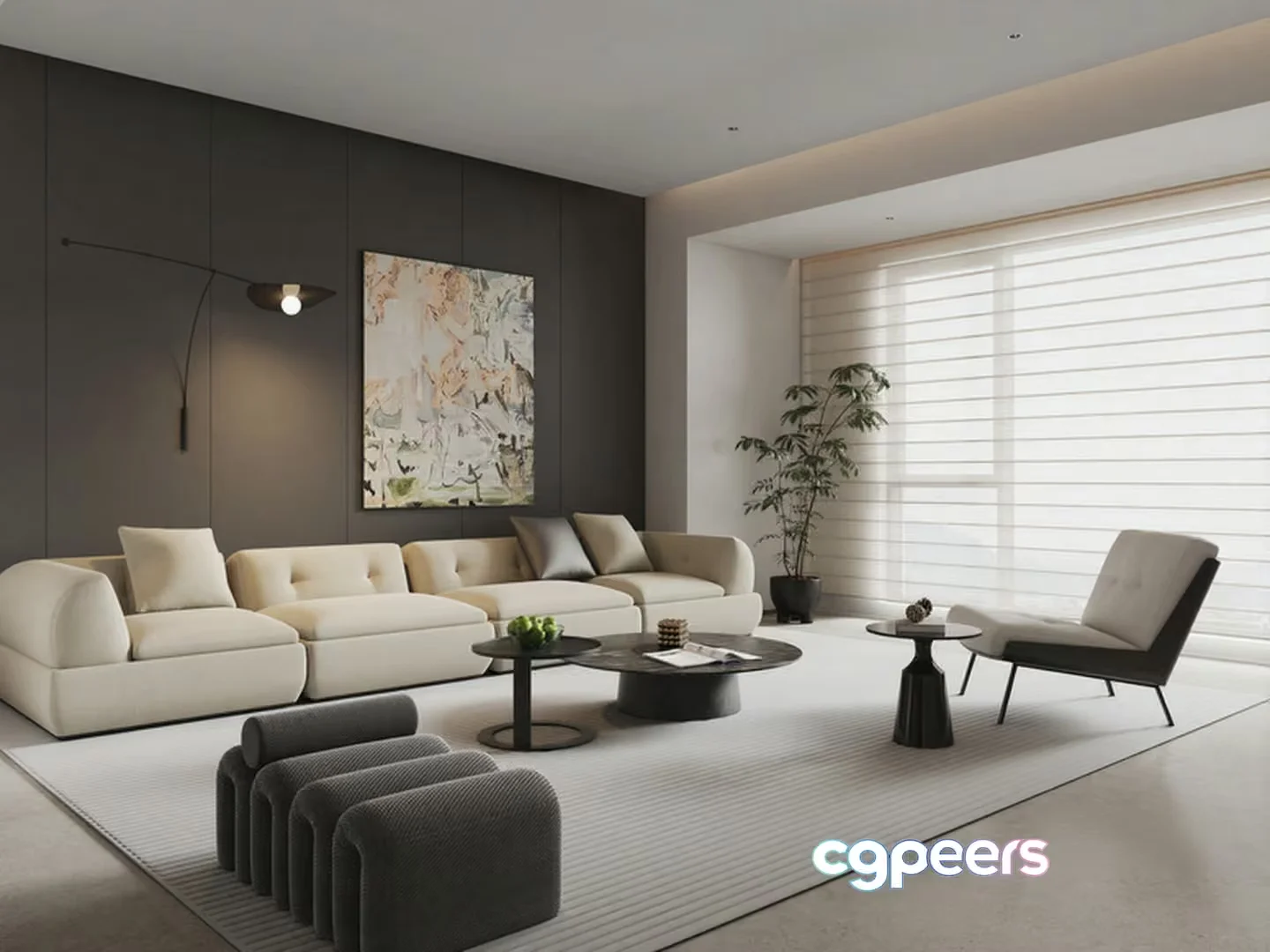 Modern Living Room 3D Model – 14364 – VRAY Render