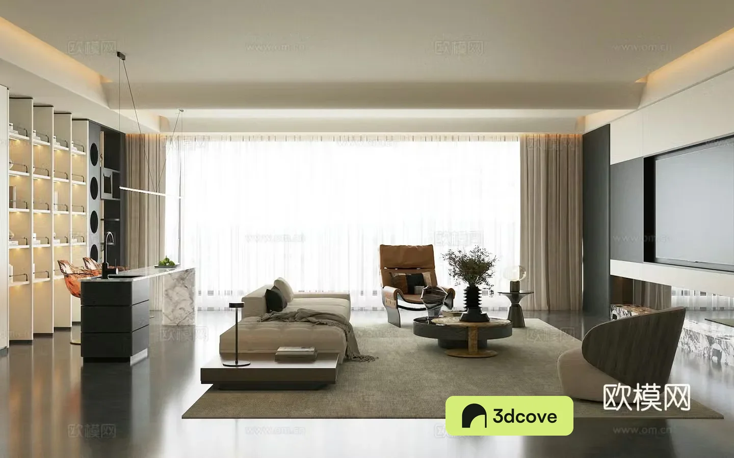 Modern Italian home living room Light luxury Italian living room High-end gray living room Sofa coffee table combination