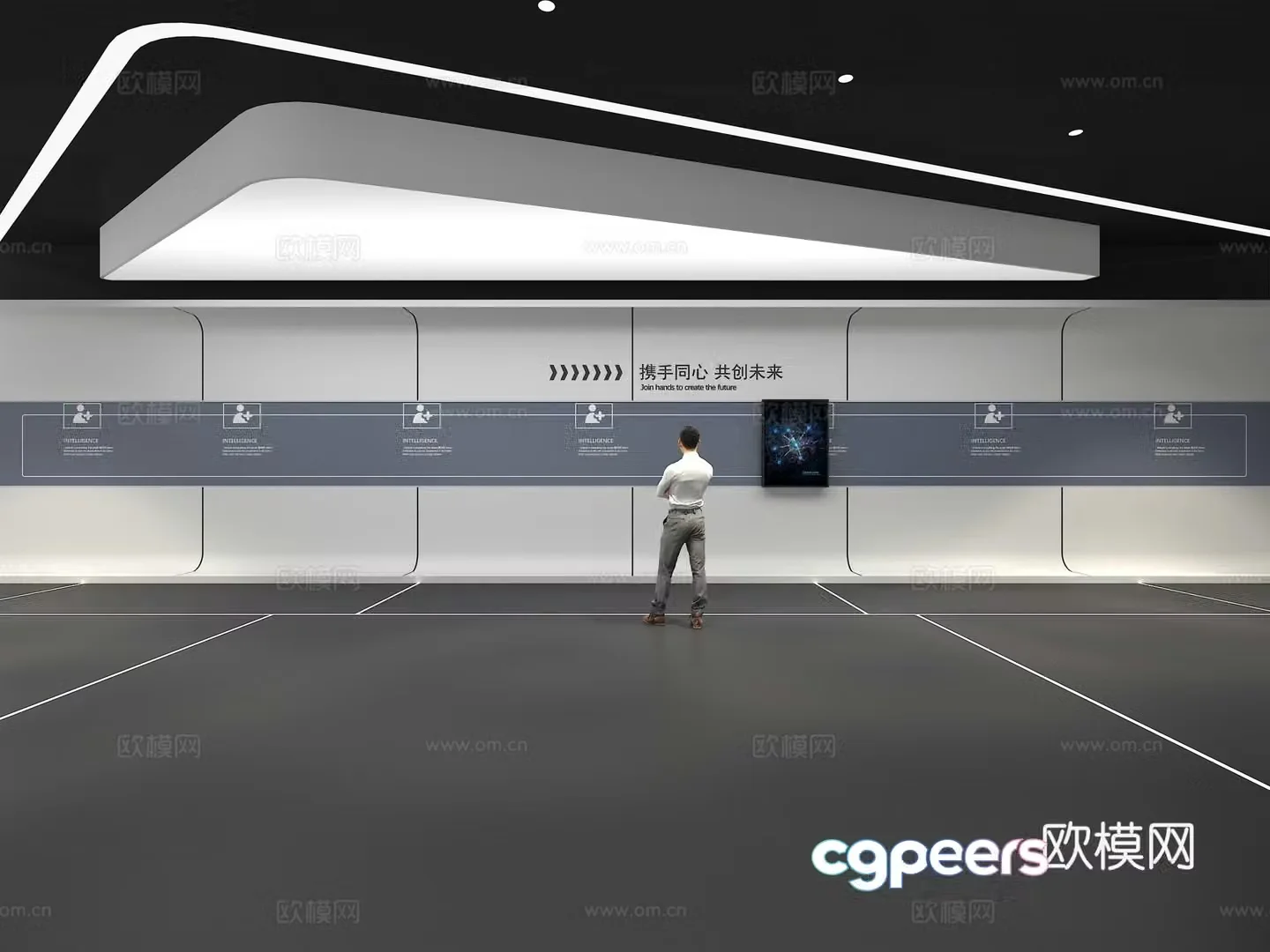 Cultural wall Corporate culture wall Sliding screen Theme wall Exhibition hall Campus culture Corridor 3D model