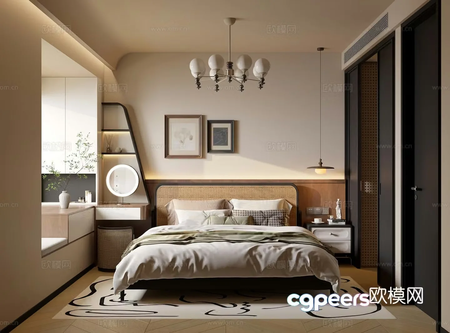 Middle-aged bedroom 3d model