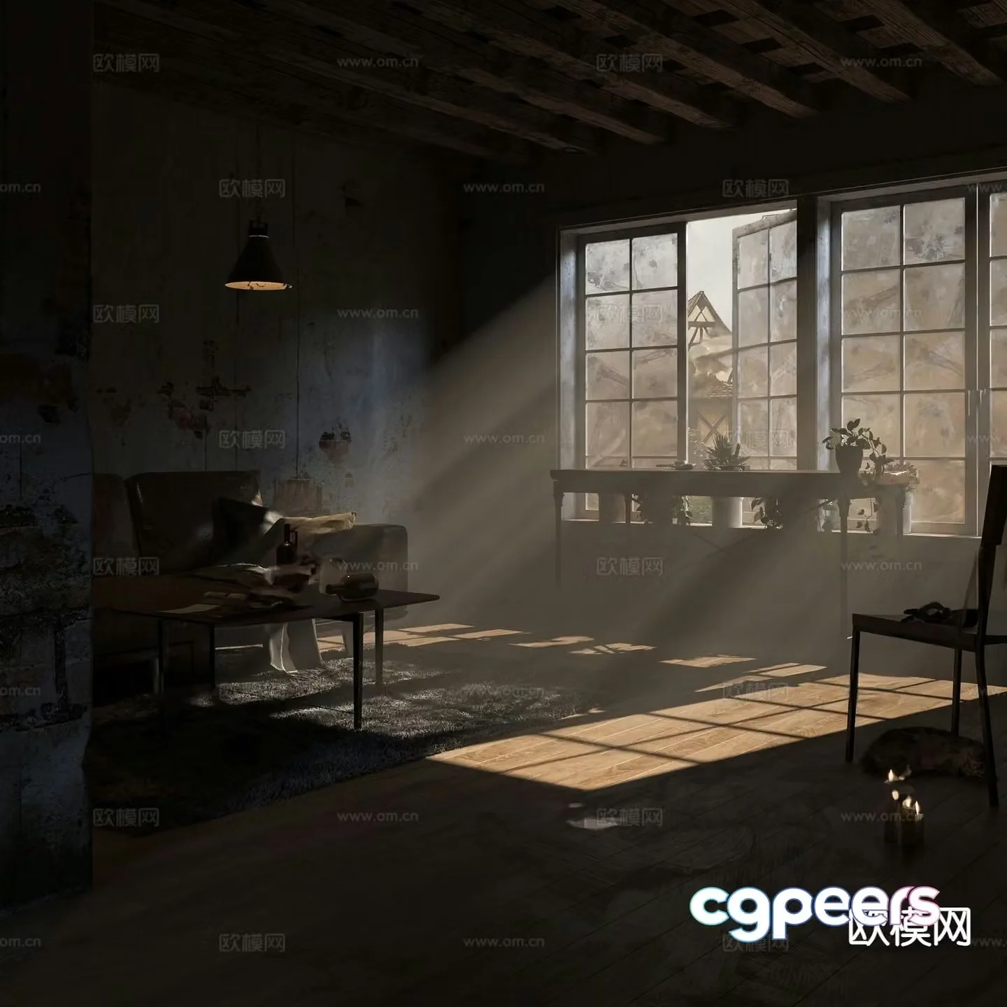 Industrial style retro old house old house landscape 3d model
