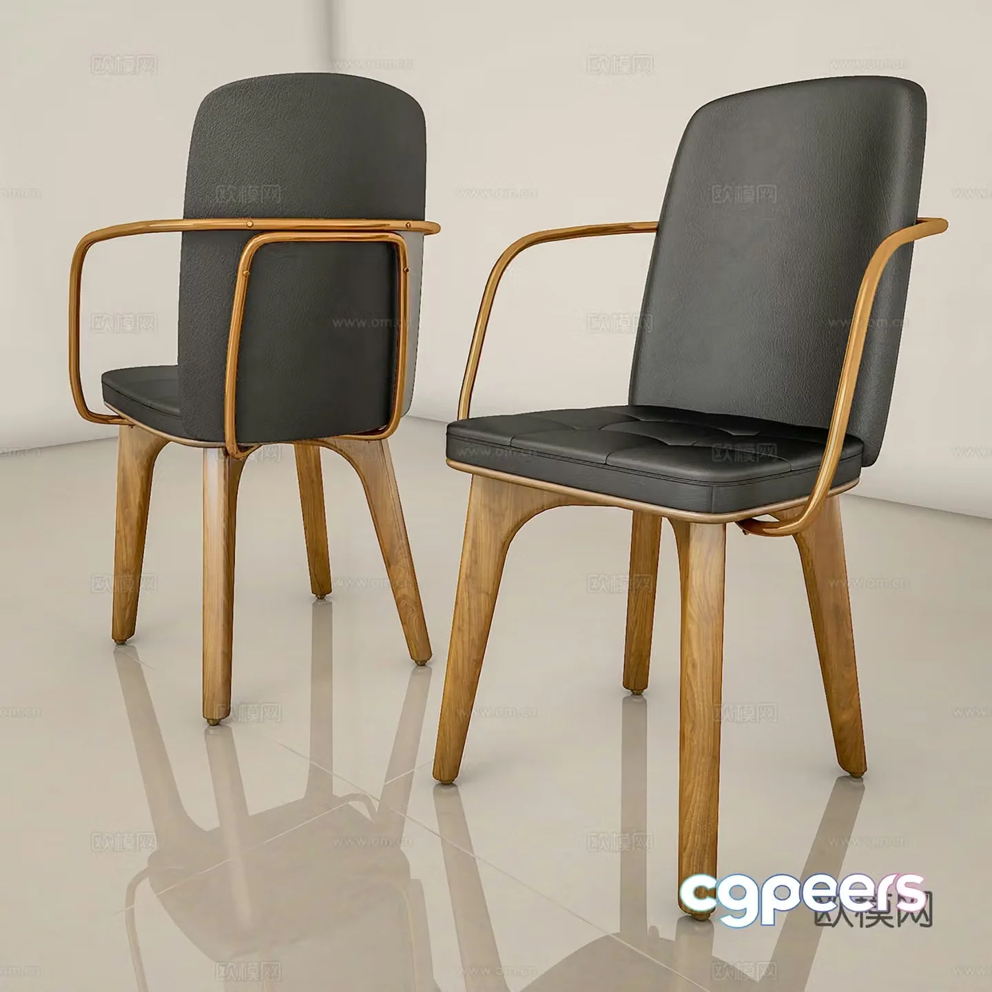 Modern casual chair leather chair dining chair single chair 3d model