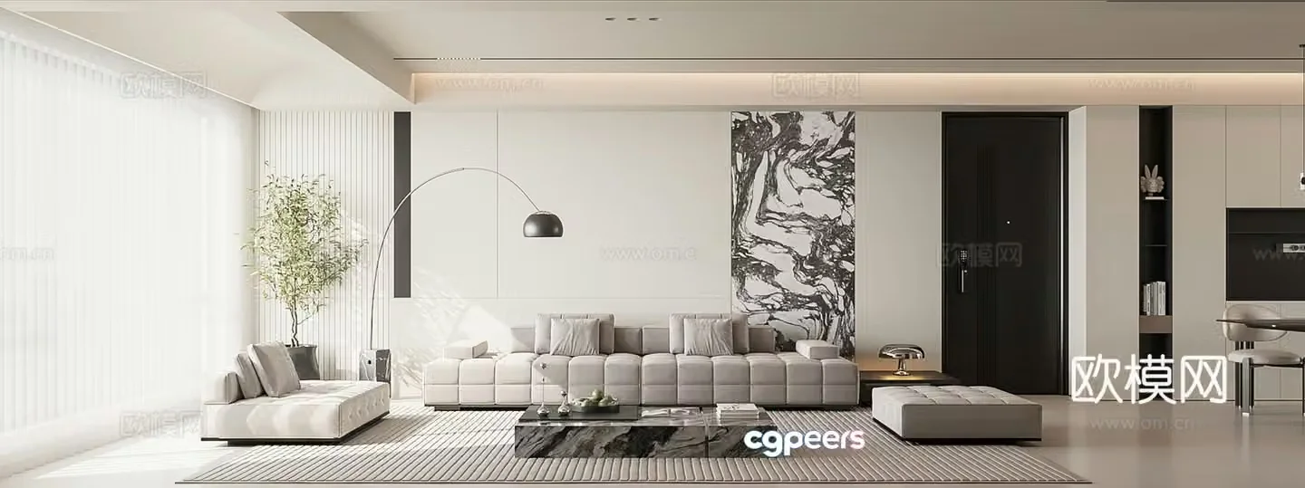 Modern minimalist living room 3d model