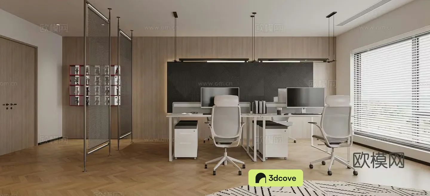 Modern office Public office Staff office Decoration company Chandelier Screen partition