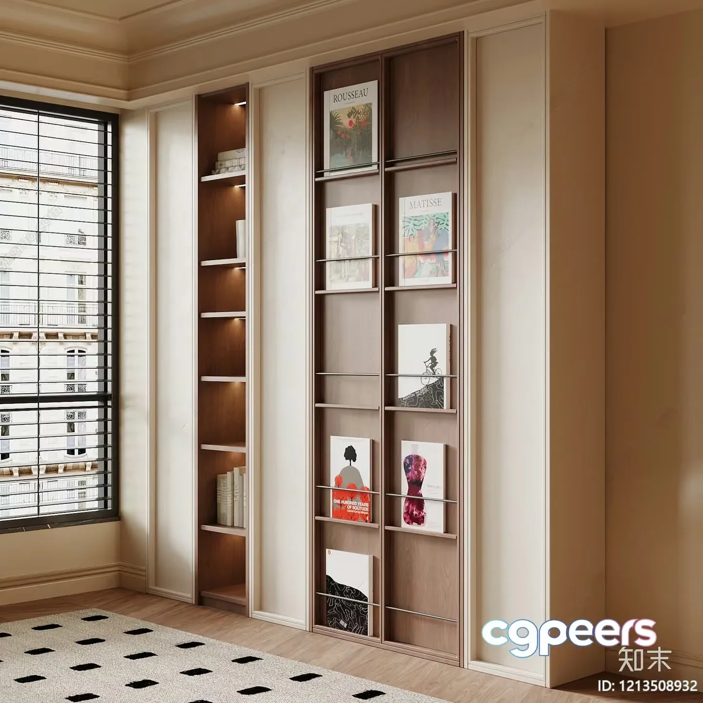 Modern Bookshelf With Art 3D Model – 16185 – VRAY Render