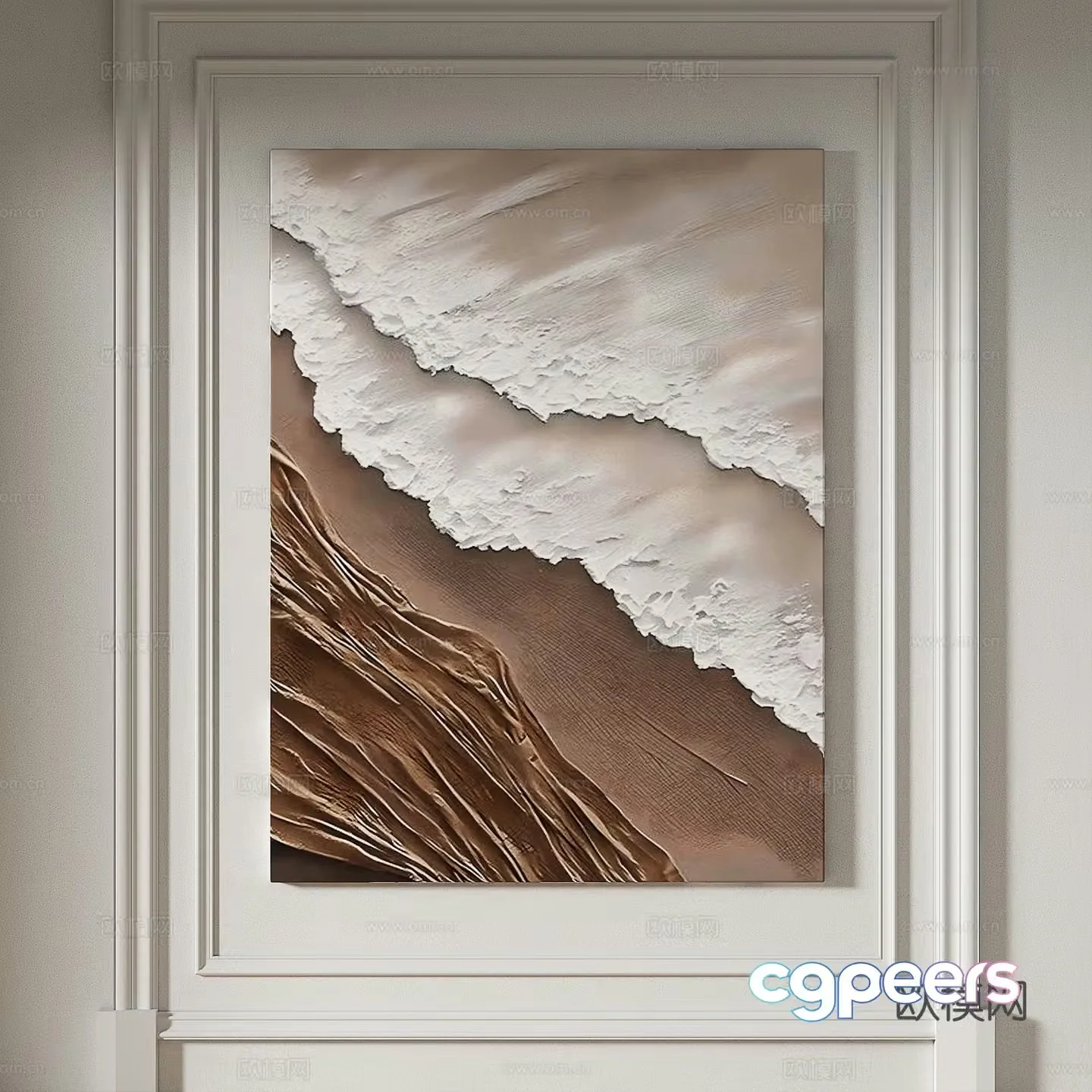 Modern simple texture abstract light luxury wasabi three-dimensional decorative painting 3d model