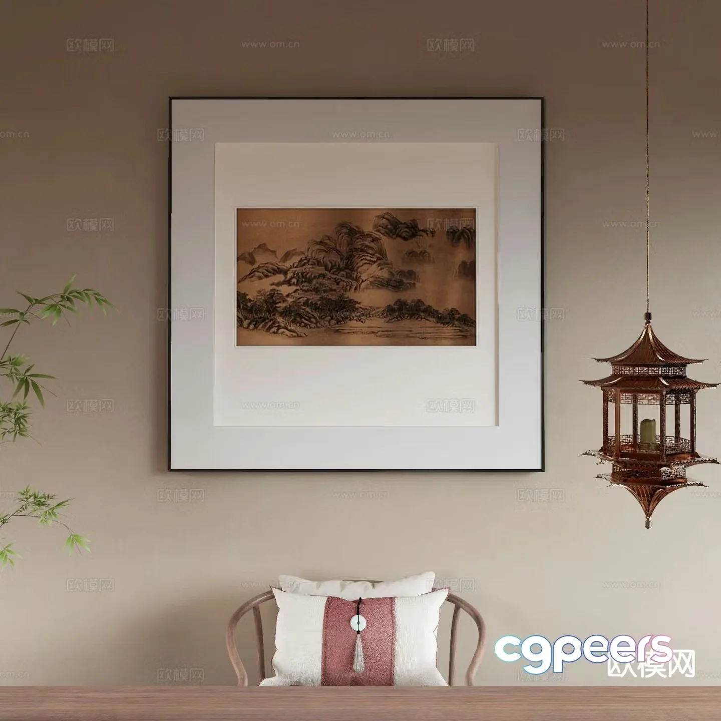 New Chinese style landscape painting art painting decorative painting 3d model