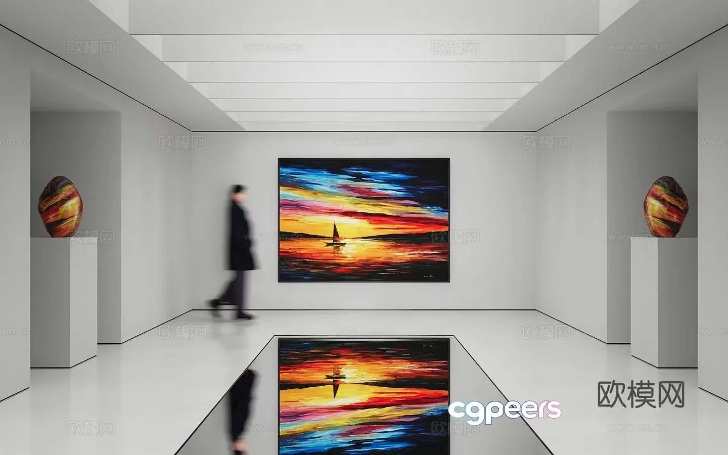 Modern abstract painting Decorative painting Art hanging painting 3d model