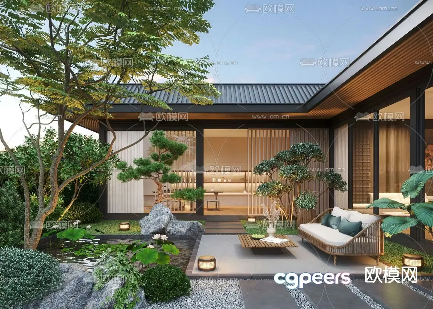 Courtyard landscape villa garden 3d model