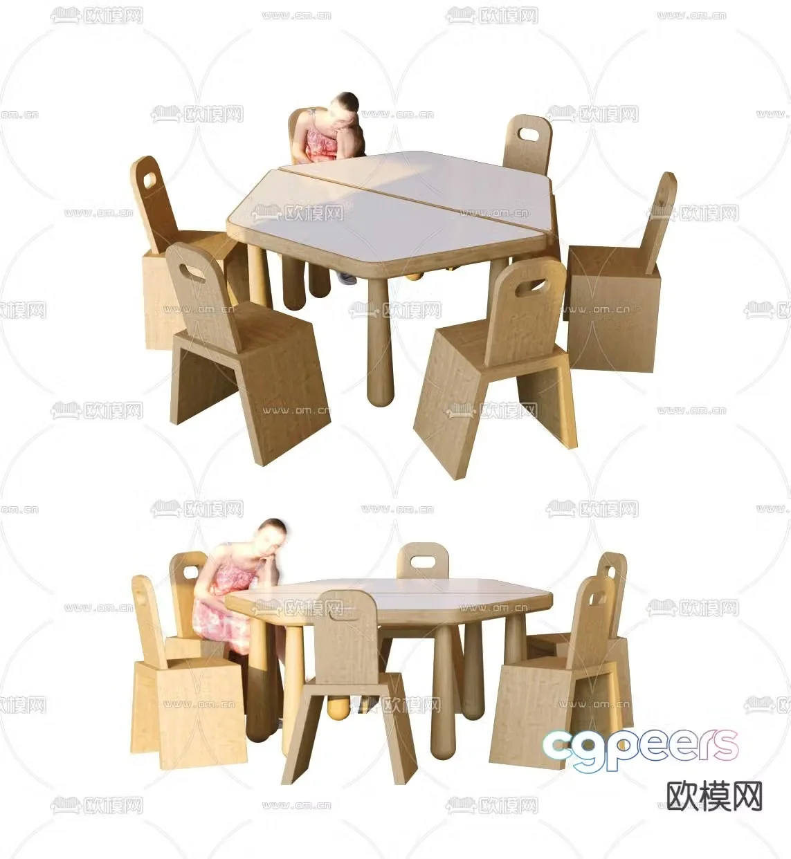 Children’s tables and chairs game tables and chairs 3d model