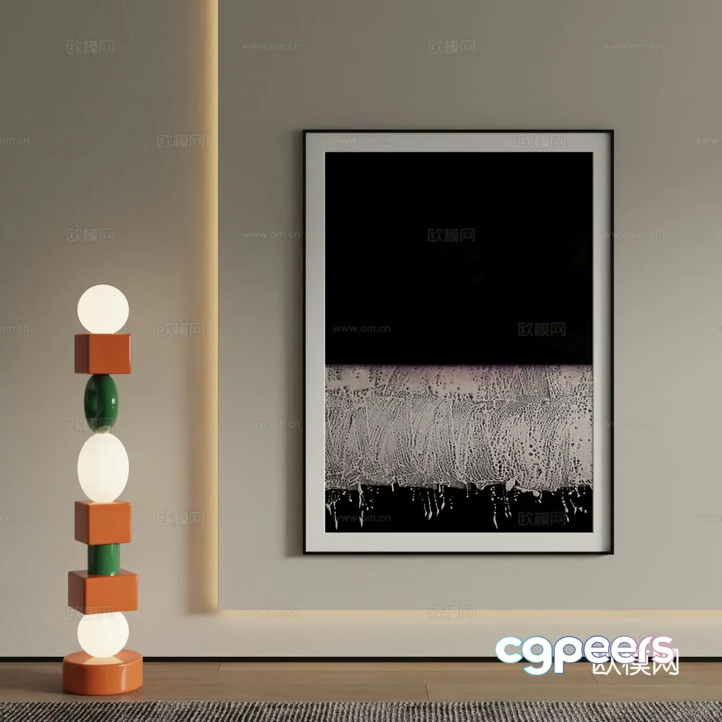 Modern decorative painting black and white hanging painting 3d model
