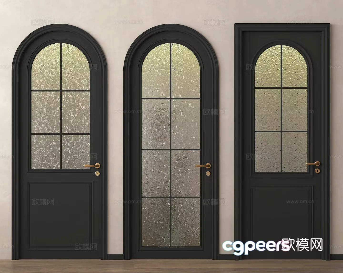 Single-open door Arched door Glass door Kitchen and bathroom door 3D model