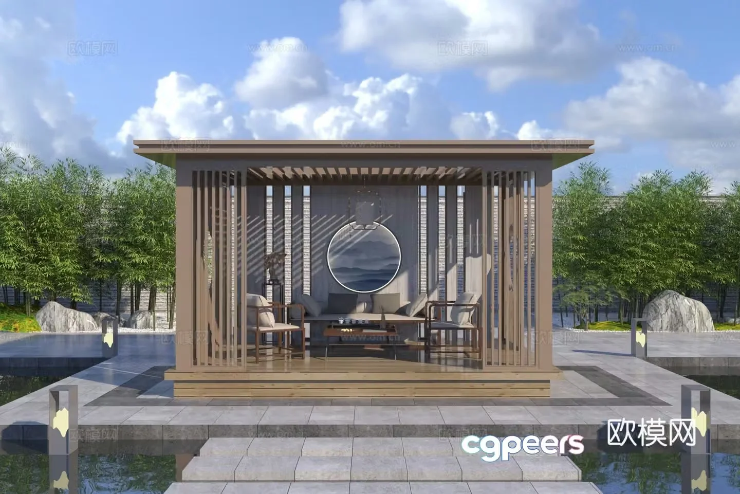 New Chinese style pavilion 3D model