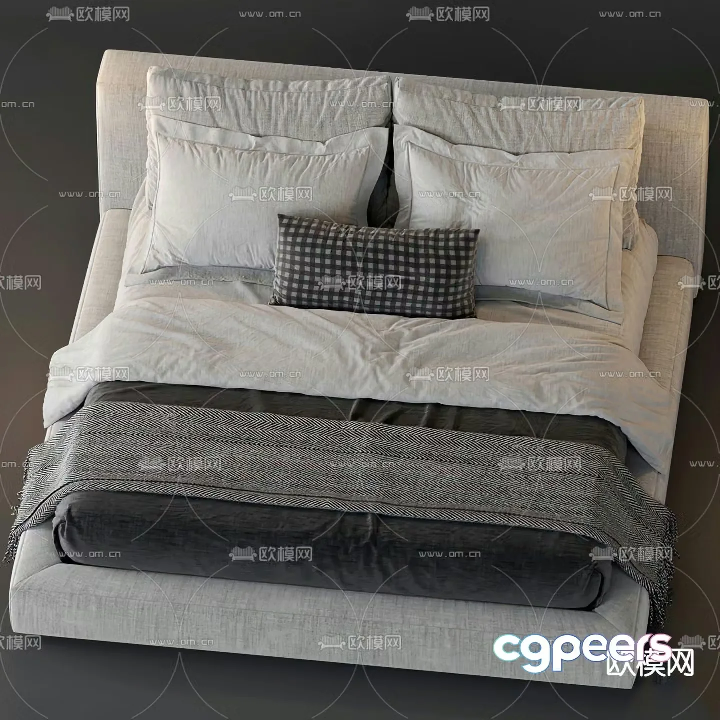 Modern double bed 3d model