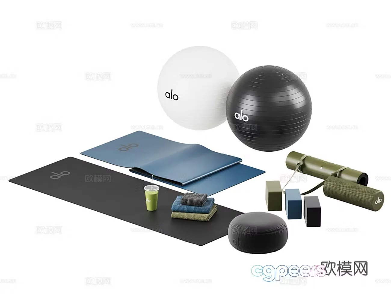 Yoga supplies 3d model