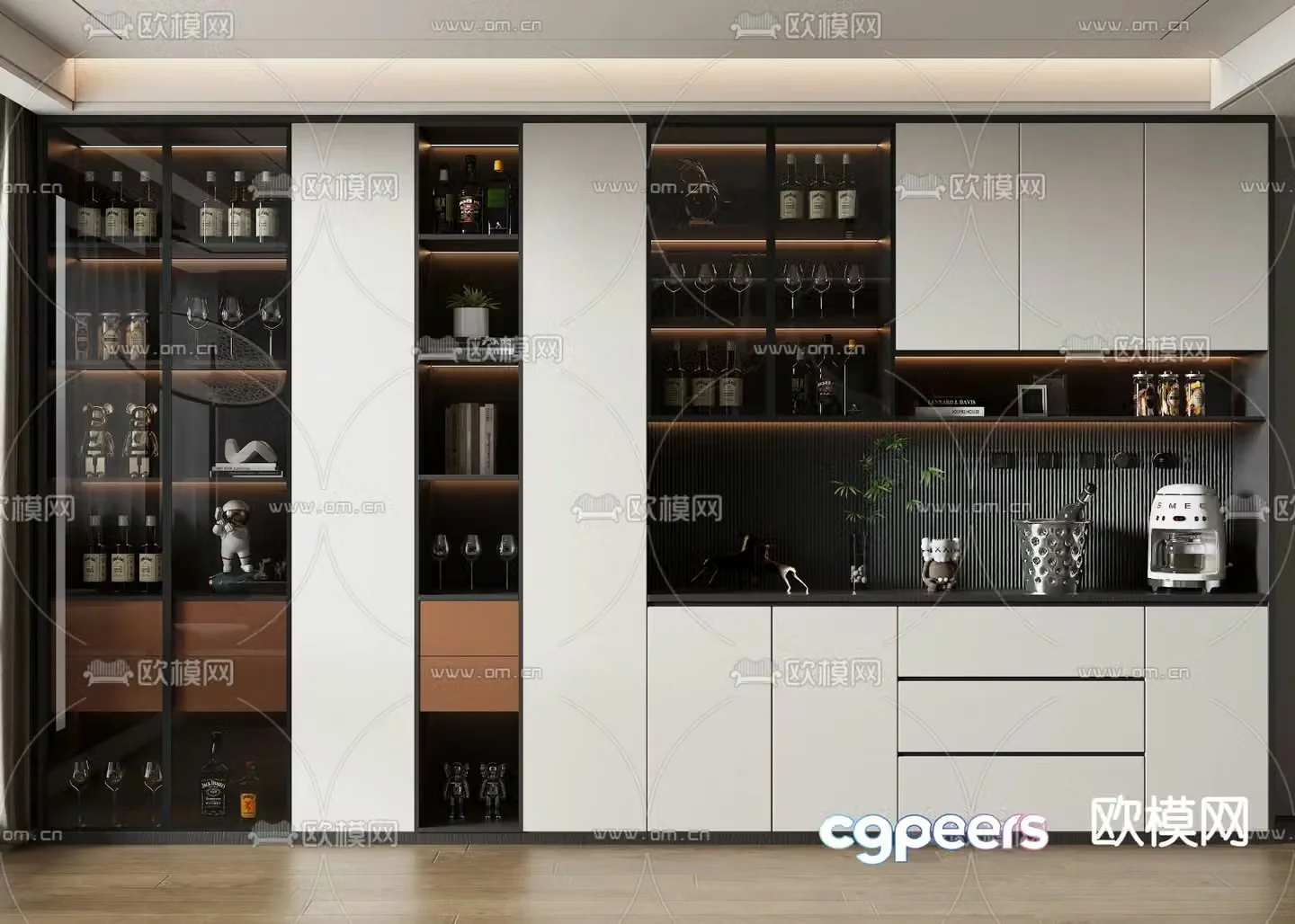 Modern wine cabinet sideboard 3D model