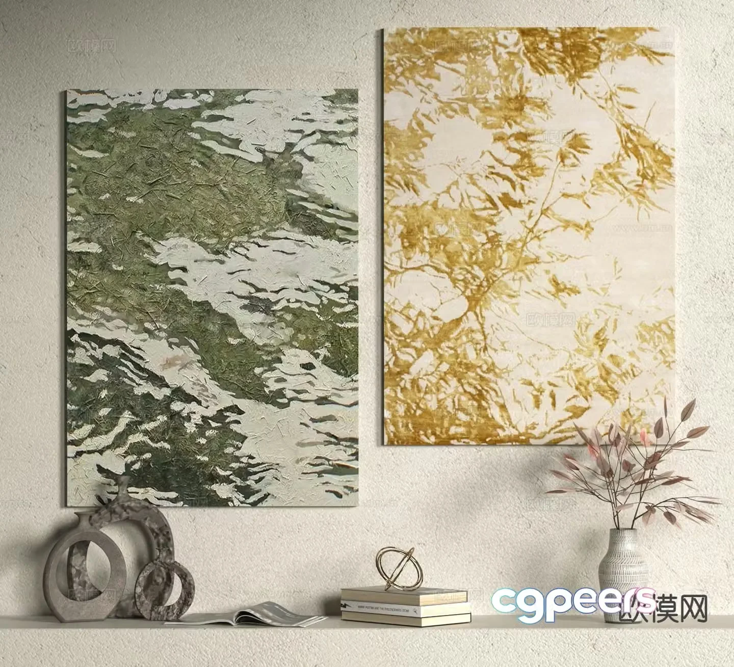 Wabi-sabi art painting texture painting decorative painting 3d model