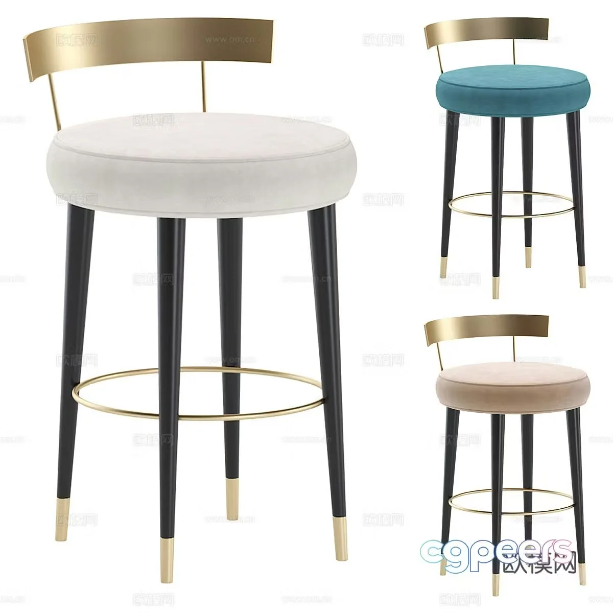 Modern light luxury bar chair 3D model