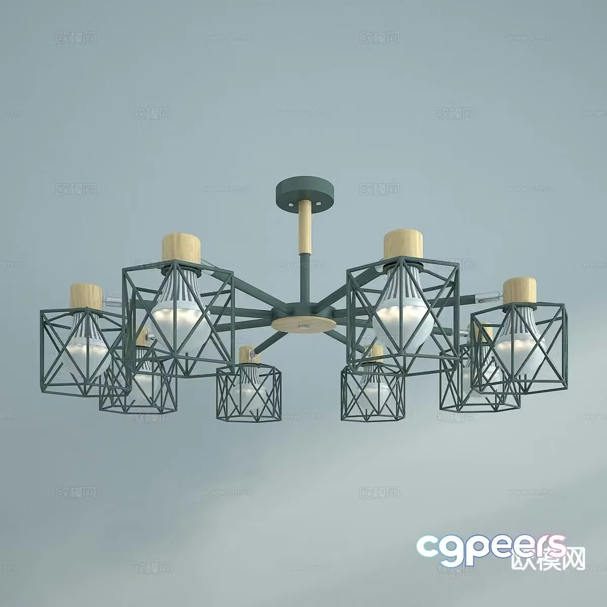 Nordic multi-head chandelier 3d model