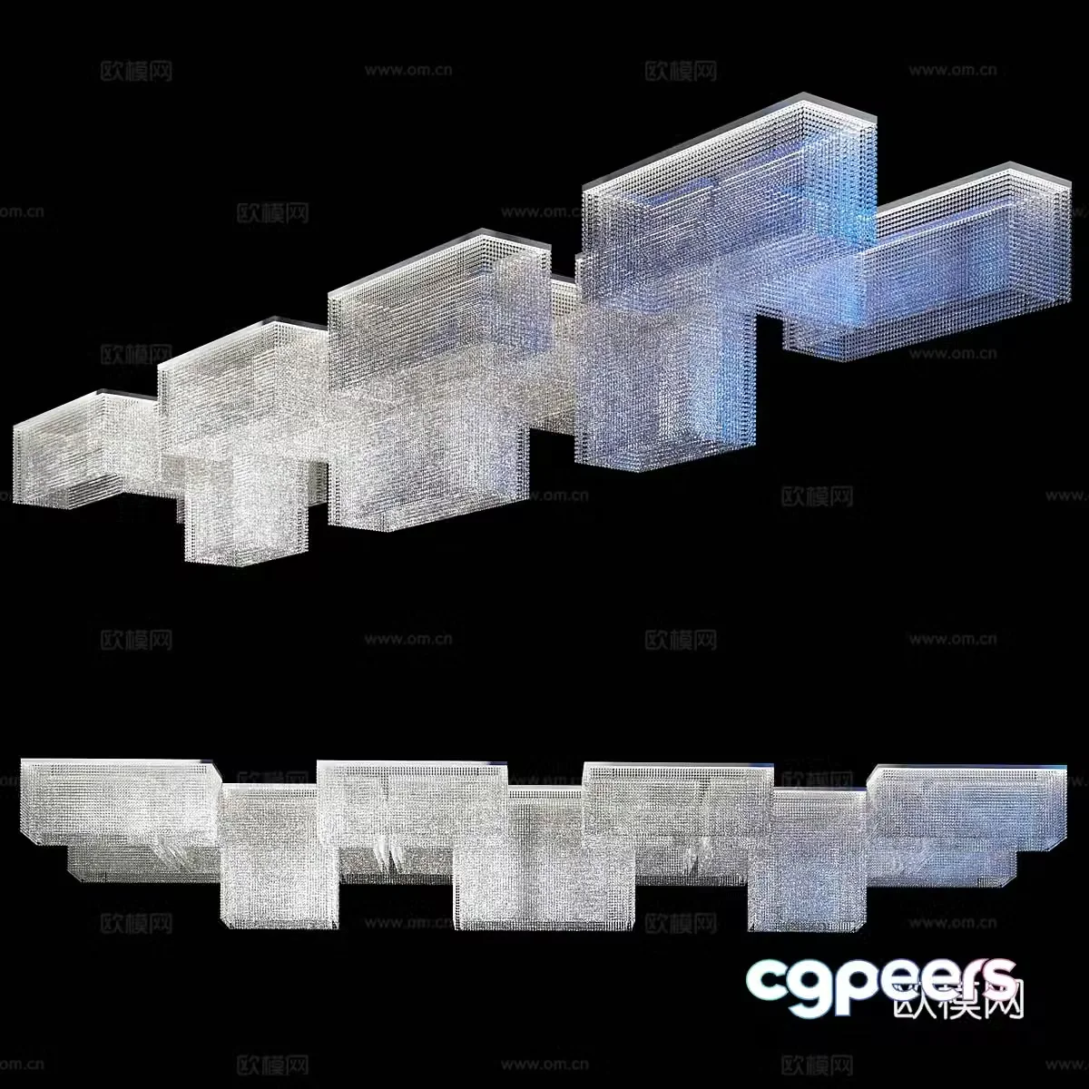 Modern Italian large crystal ceiling light 3D model