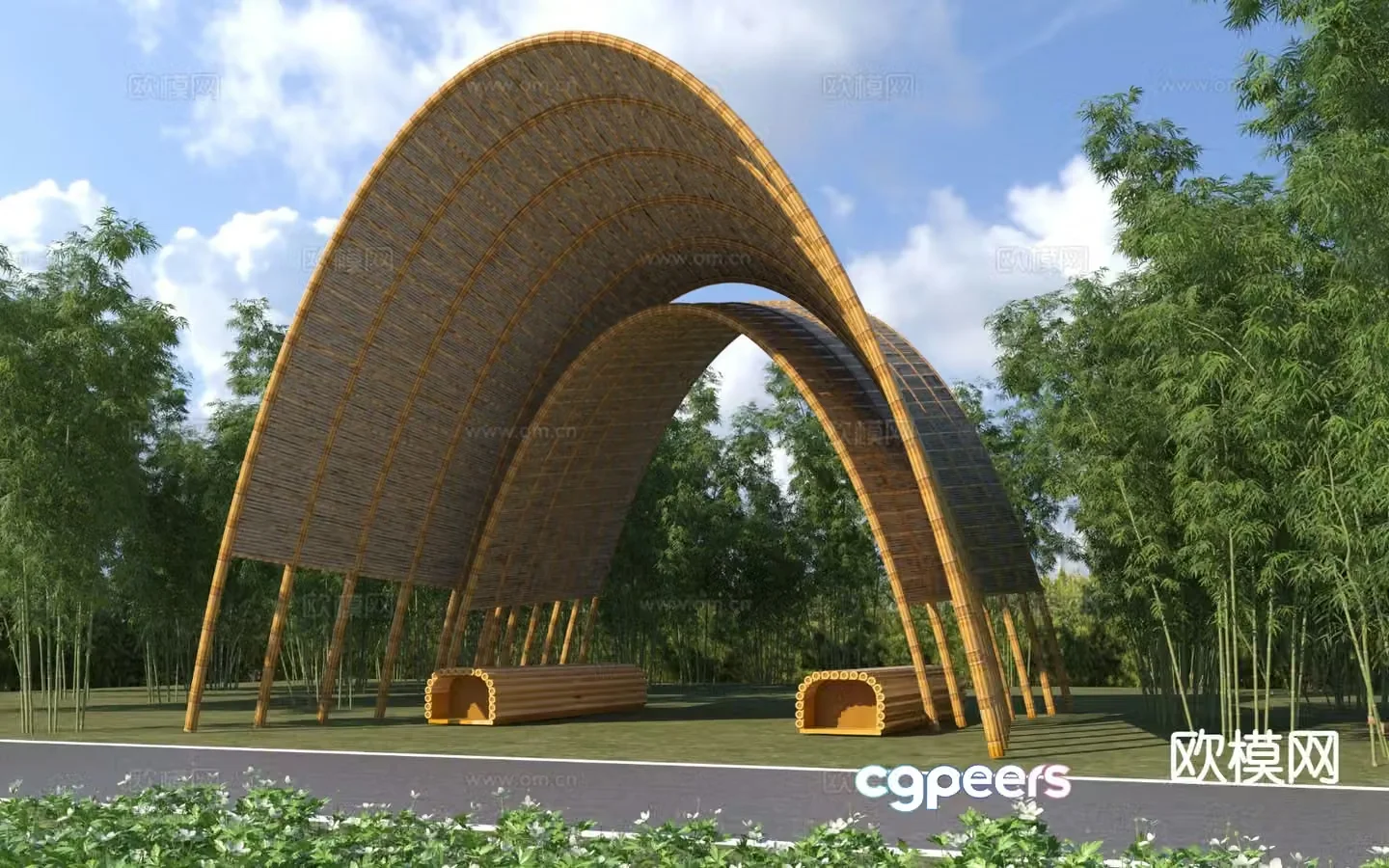 Special-shaped gallery landscape gallery leisure gallery 3d model